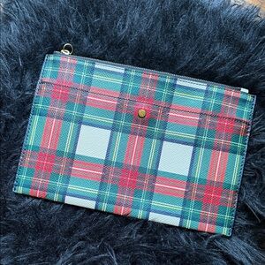 J. Crew Plaid Clutch in Red, Blue, and Green